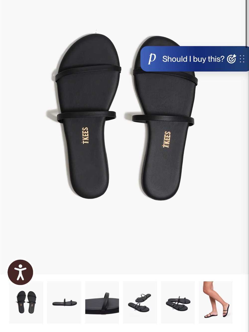 TKEES Black Double-Strap Slide Sandals